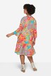 Kleid, Mustermix, Tunika-Ausschnitt, Knopfleiste, Langarm