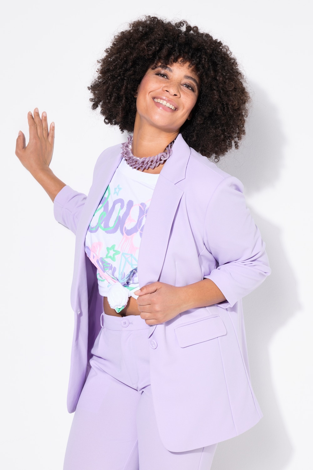 Blazer, open model, reverskraag, lange mouwen