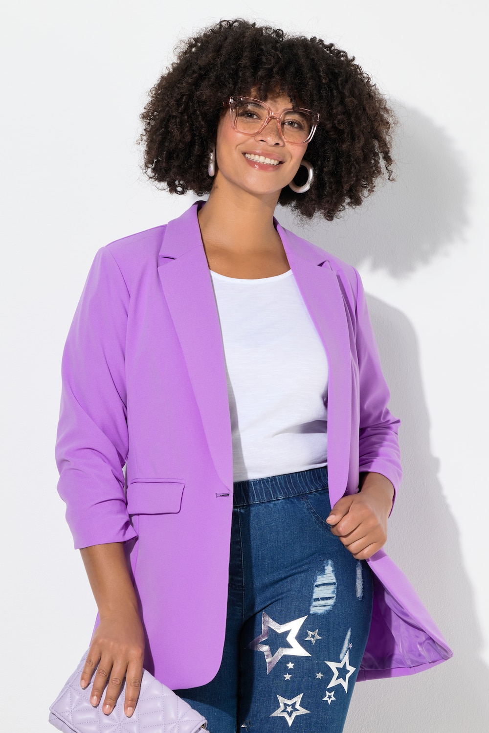 Blazer, offene Form, Reverskragen, Langarm