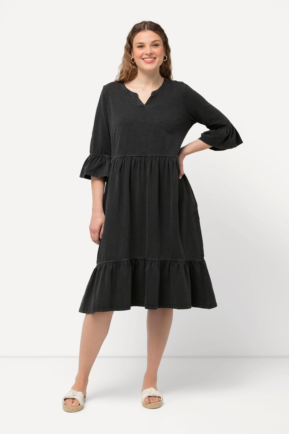 Große Größen Jerseykleid, Damen, grau, Größe: 50/52, Baumwolle, Ulla Popken