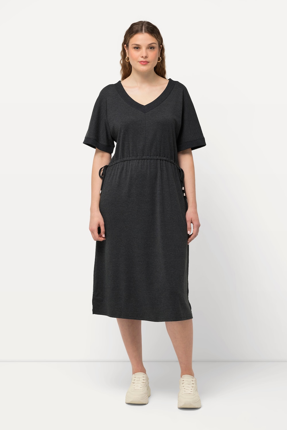 Große Größen Jerseykleid, Damen, schwarz, Größe: 58/60, Baumwolle/Polyester, Ulla Popken