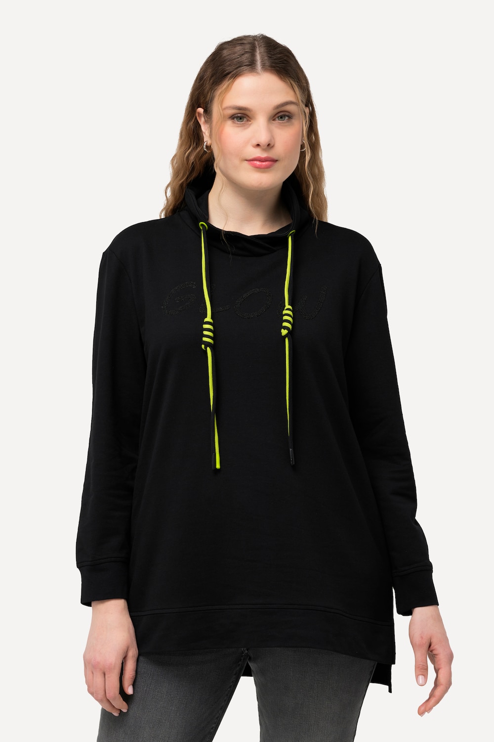 Große Größen Sweatshirt, Damen, schwarz, Größe: 46/48, Baumwolle/Polyester, Ulla Popken