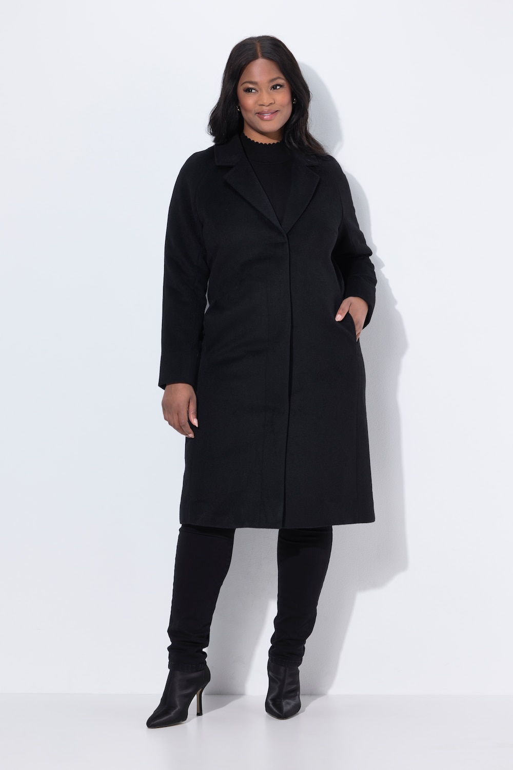 Große Größen Mantel, Damen, schwarz, Größe: 42/44, Polyester/Wolle, Ulla Popken