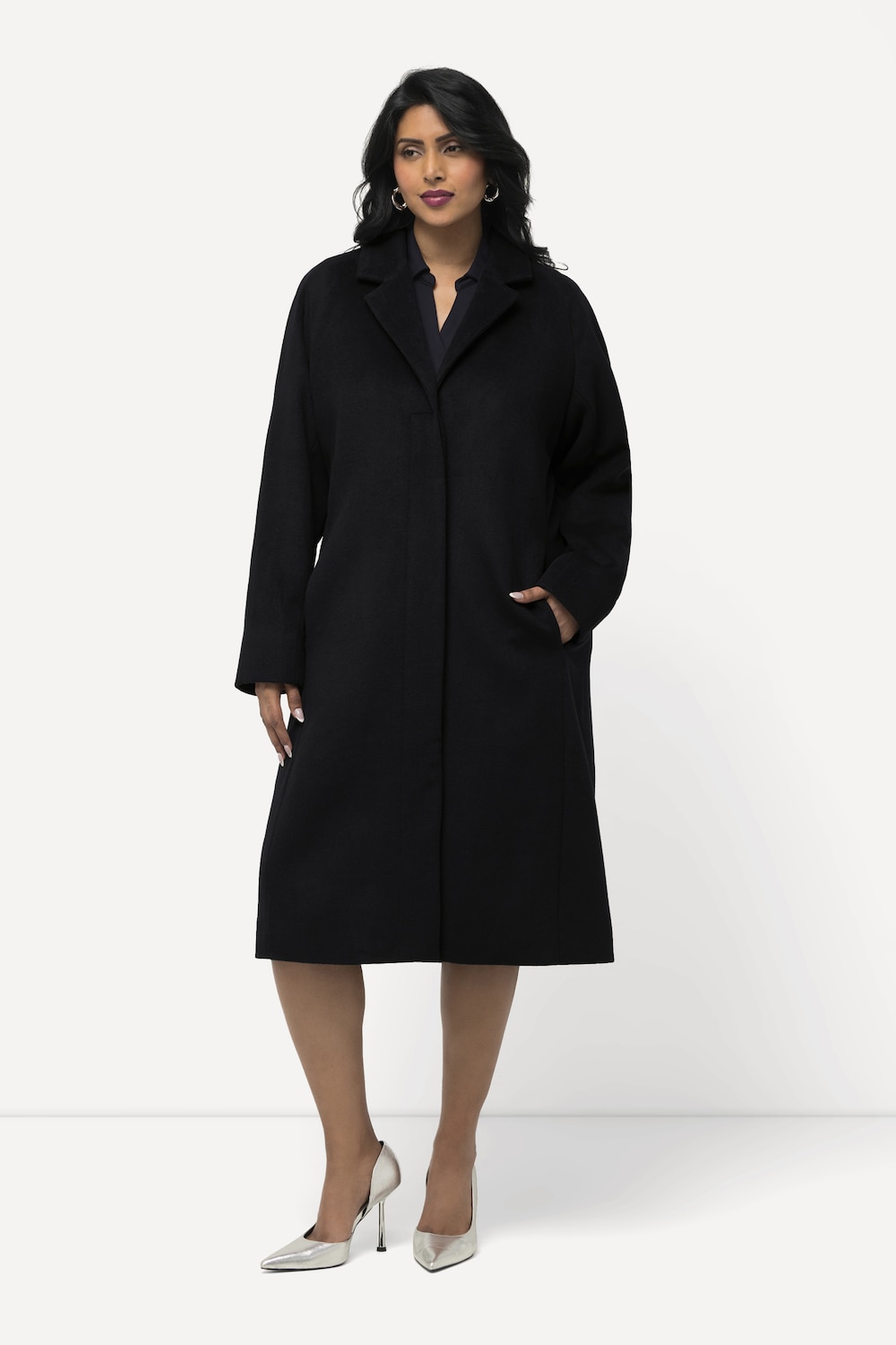 Große Größen Mantel, Damen, blau, Größe: 50/52, Polyester/Wolle, Ulla Popken