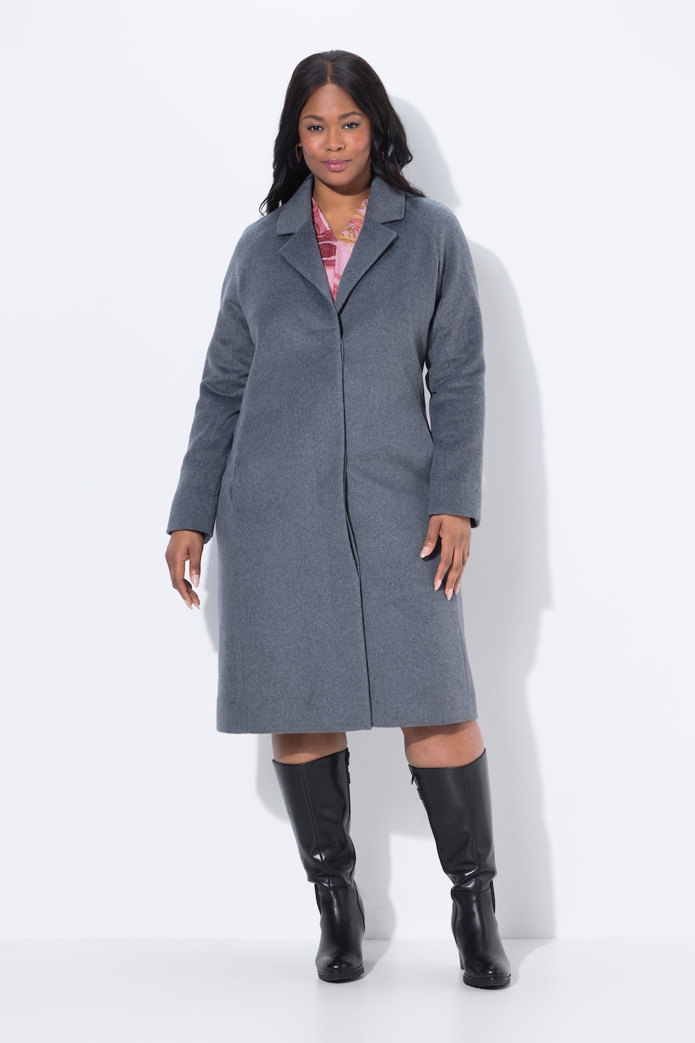 Große Größen Mantel, Damen, grau, Größe: 54/56, Polyester/Wolle, Ulla Popken