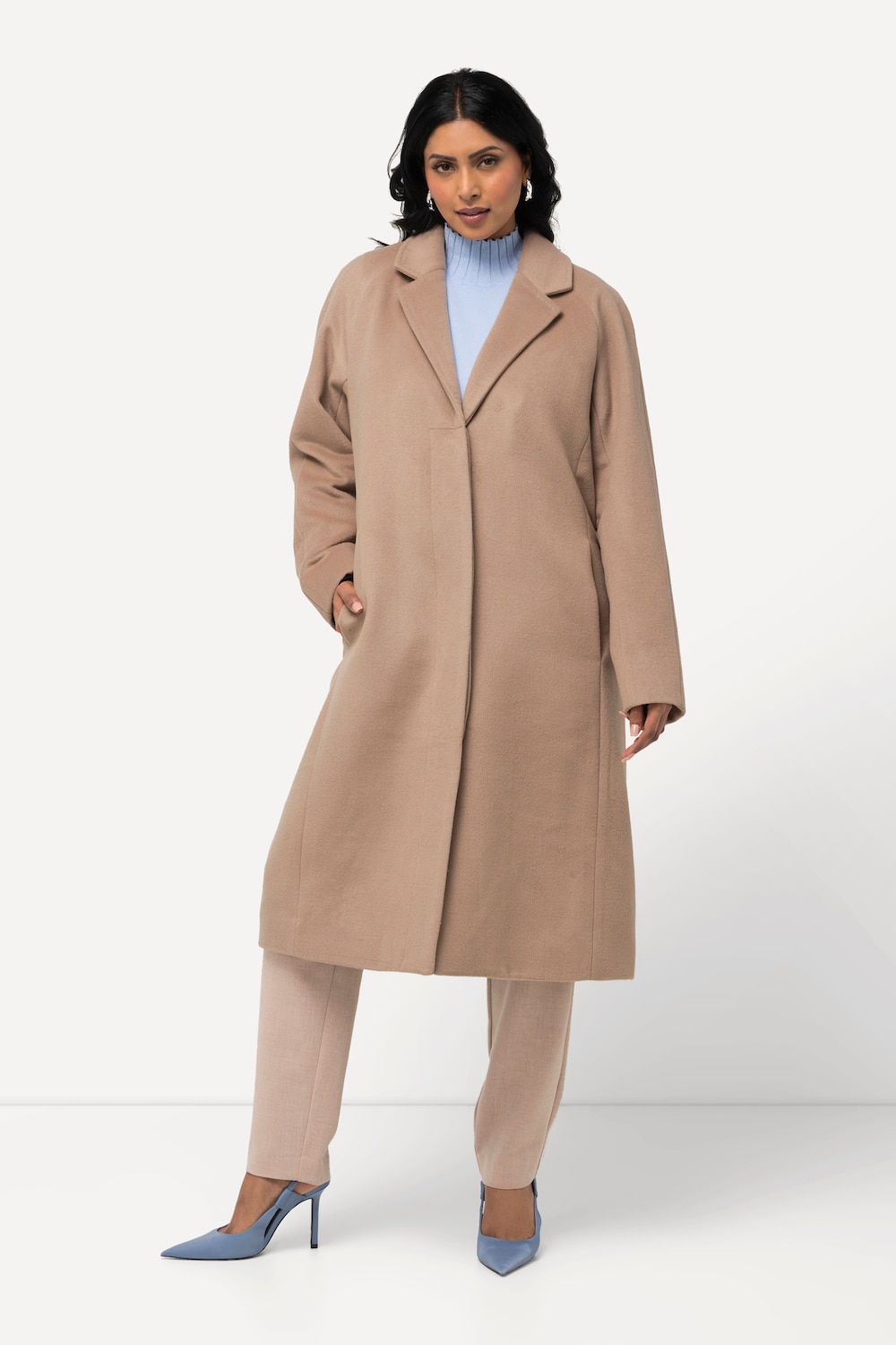 Große Größen Mantel, Damen, braun, Größe: 46/48, Polyester/Wolle, Ulla Popken