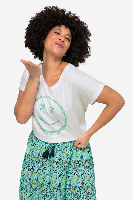 Oversized Crew Neck Smiley T-Shirt