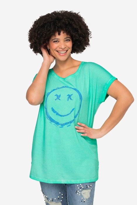 Oversized Crew Neck Smiley T-Shirt