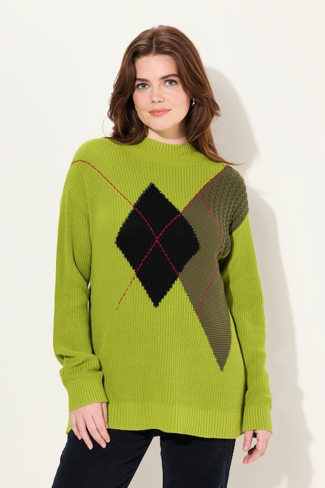 Argyle Motif Mock Turtleneck Sweater Sweater Sweaters