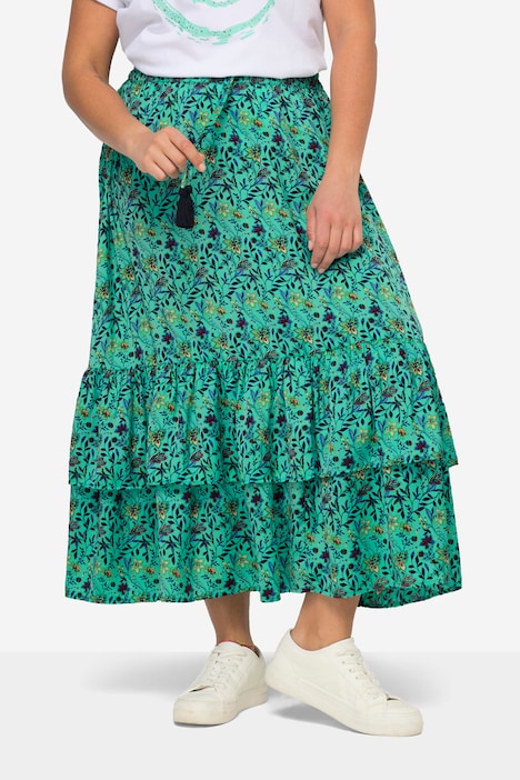 Maxi-rok, all-over print, elastische tailleband