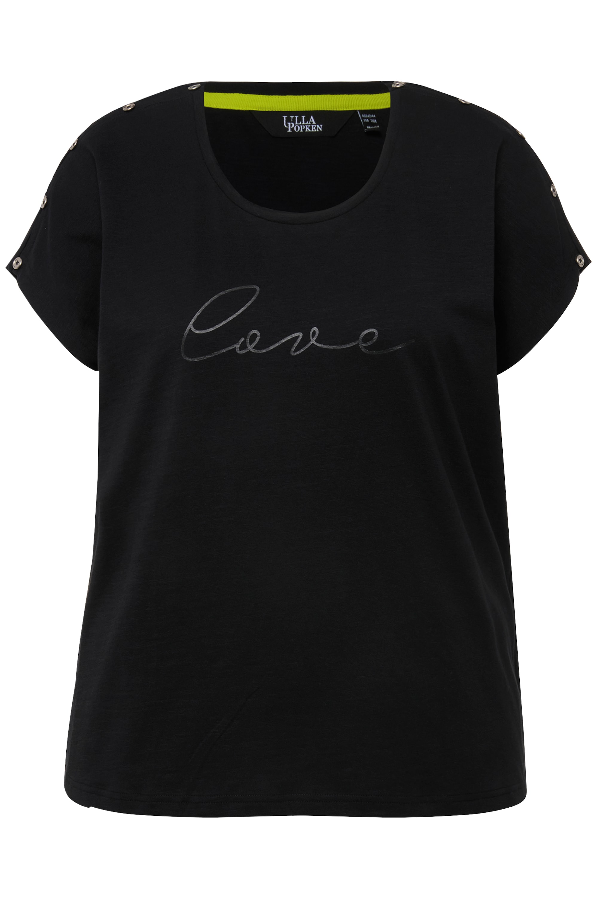 Ulla Popken Damen große Größen T Shirt Love Knöpfe Oversized Rundhals