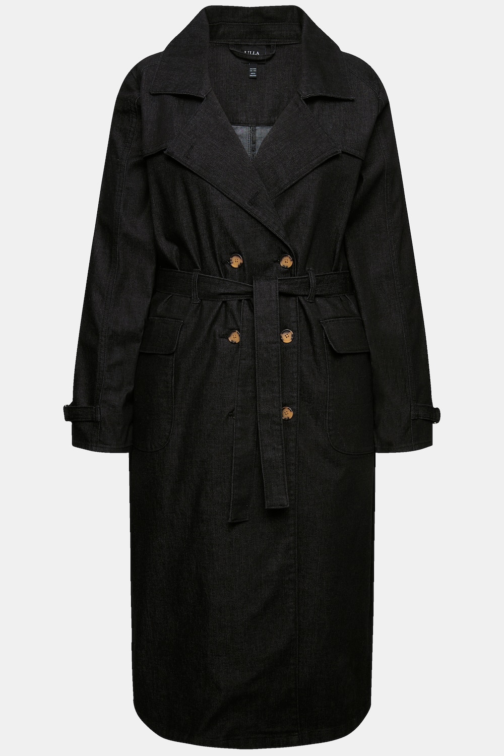 Stora storlekar Trenchcoat i denim, Dam, svart, storlek: 46/48, Bomull/Viskos, Ulla Popken