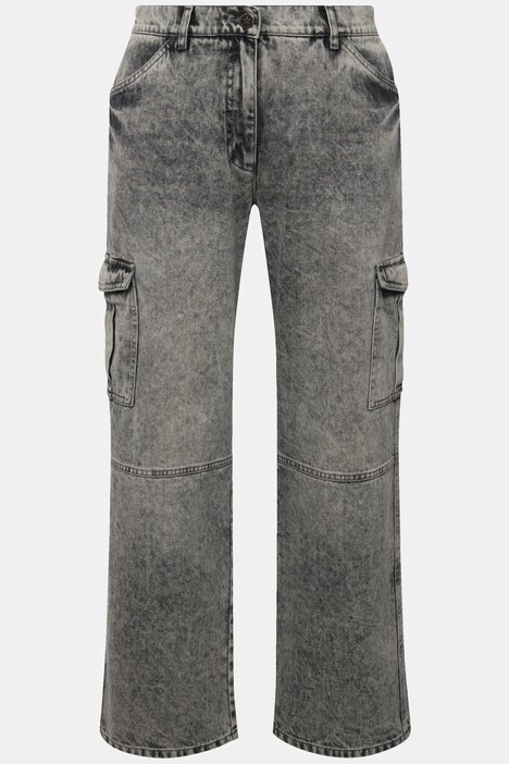 Cargojeans, Straight Fit, bleached, Cargotaschen, teilelastischer Bund