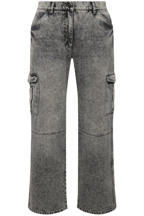 Cargo džíny, rovný střih, bělená džínovina, cargo kapsy, částečně elastický pas