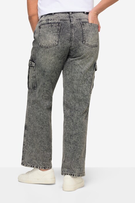 Cargojeans, Straight Fit, bleached, Cargotaschen, teilelastischer Bund