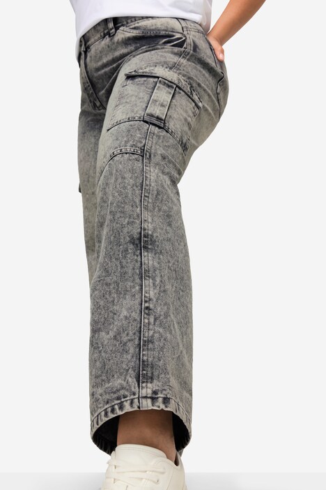 Cargojeans, Straight Fit, bleached, Cargotaschen, teilelastischer Bund