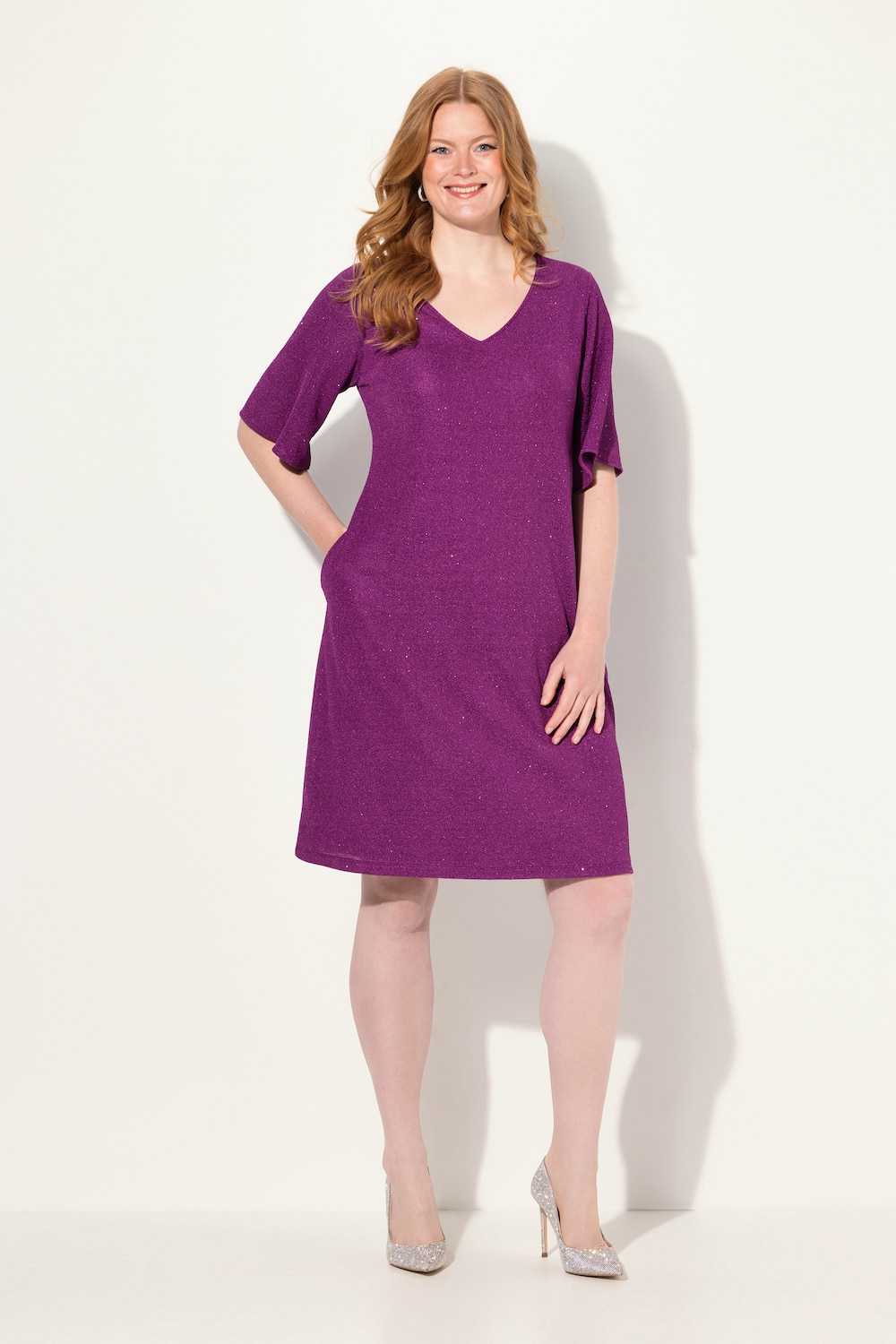 Große Größen Midikleid, Damen, rot, Größe: 58/60, Polyester, Ulla Popken