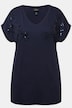 T-Shirt, Pailletten-Stickerei, V-Ausschnitt, Halbarm