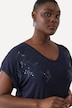 T-Shirt, Pailletten-Stickerei, V-Ausschnitt, Halbarm