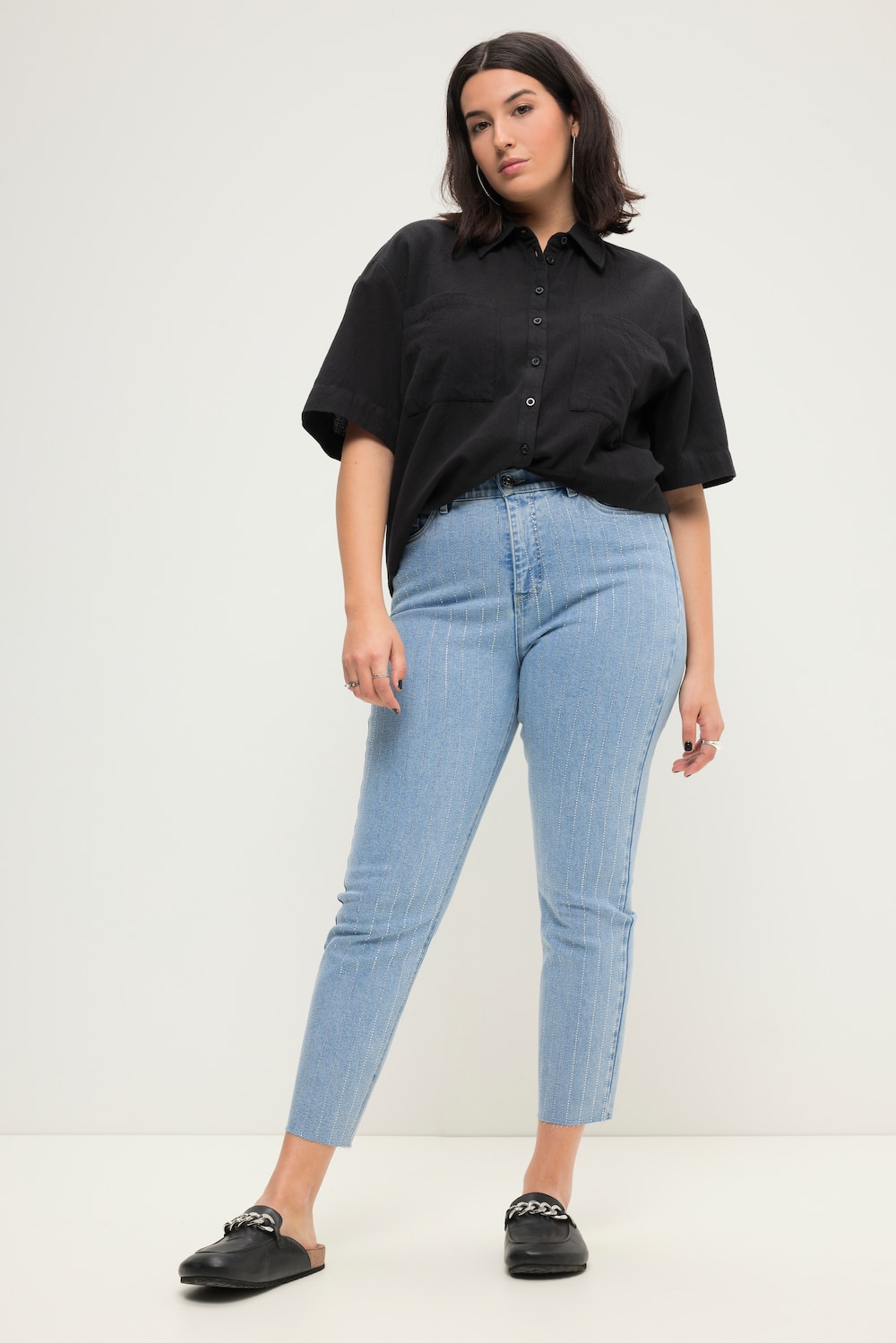 Große Größen Mom-Jeans, Damen, blau, Größe: 58, Baumwolle/Synthetische Fasern, Studio Untold