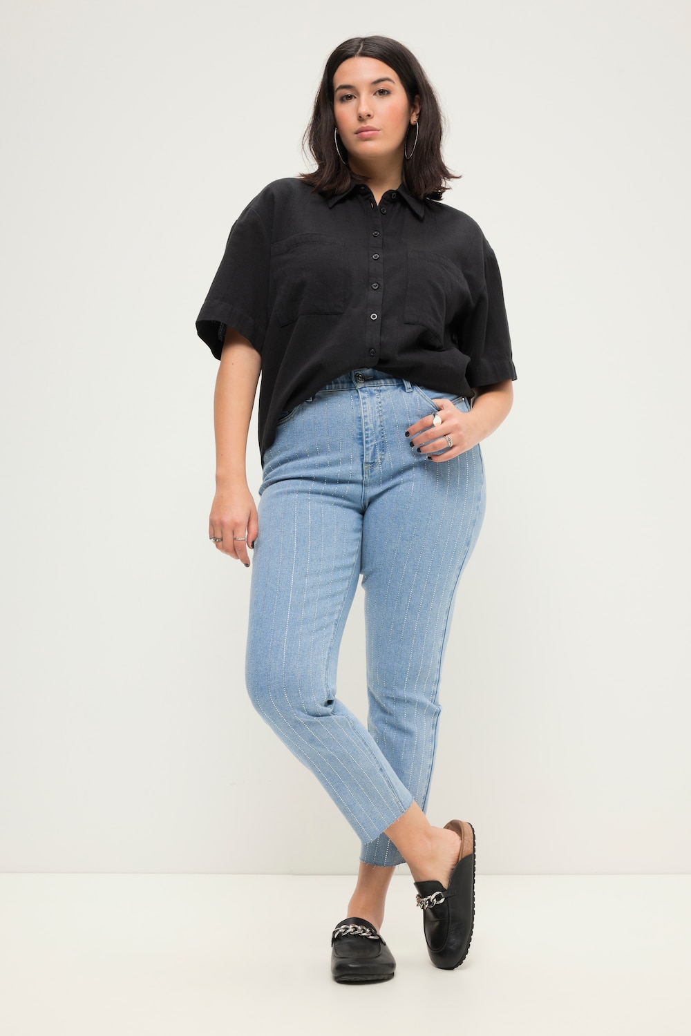 Große Größen Mom-Jeans, Damen, blau, Größe: 48, Baumwolle/Synthetische Fasern, Studio Untold