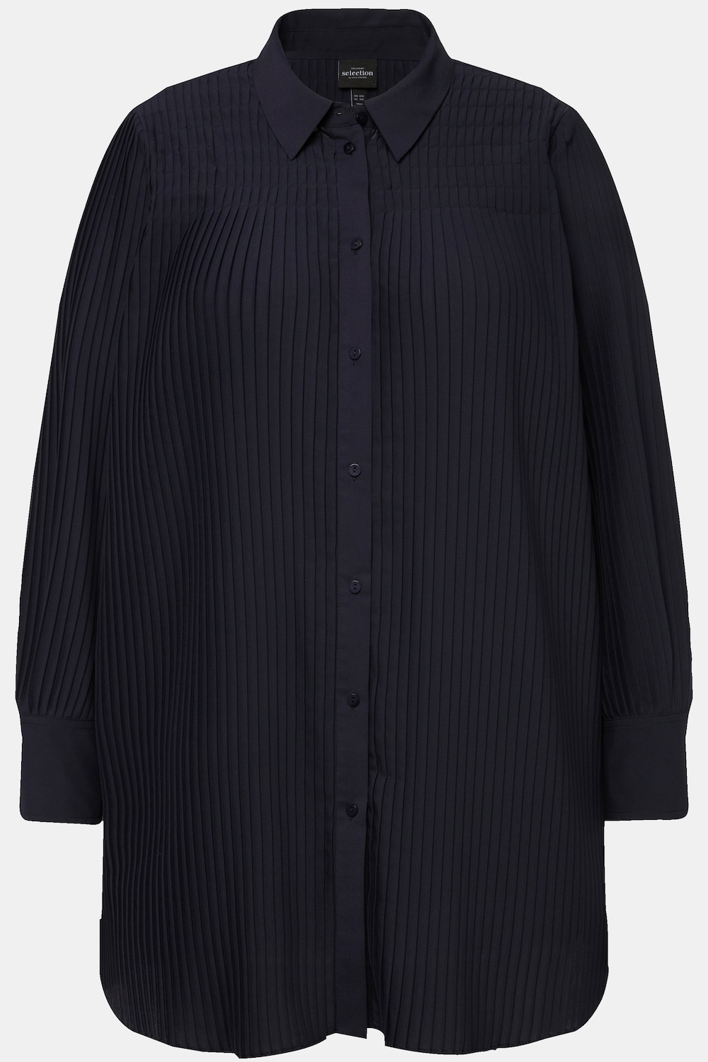 Stora storlekar Plisserad blus, Dam, blå, storlek: 50/52, Polyester, Ulla Popken