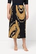 Plisseret nederdel, batikprint, A-form, elastisk talje