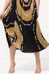 Plisseret nederdel, batikprint, A-form, elastisk talje