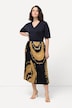 Plisseret nederdel, batikprint, A-form, elastisk talje
