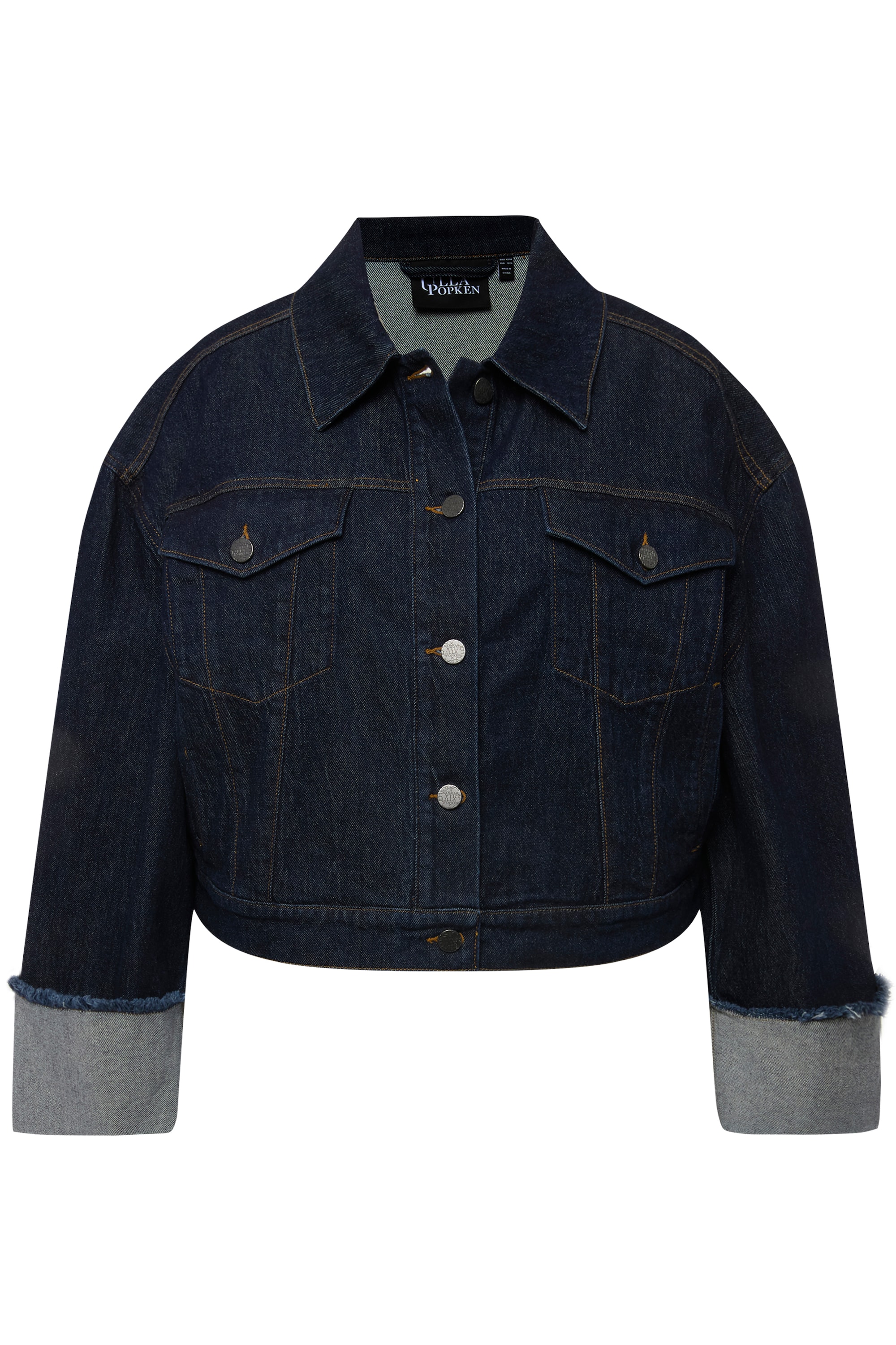 Ulla Popken Damen große Größen Jeansjacke Stretchdenim Ärmelaufschlag