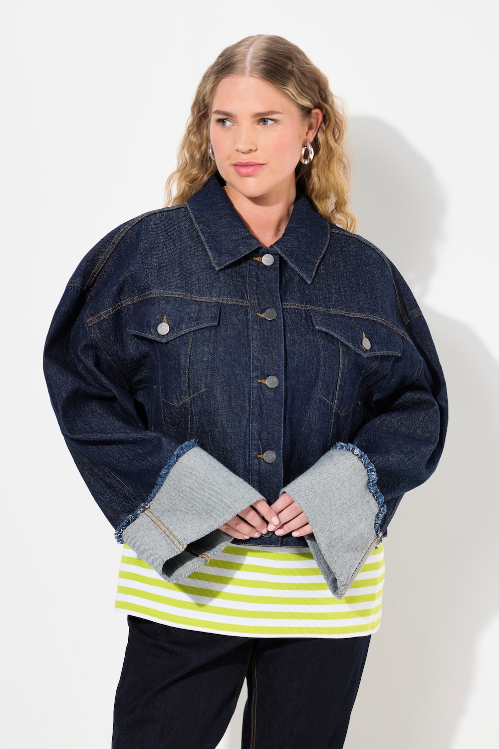 Große Größen Jeansjacke, Damen, blau, Größe: 46/48, Baumwolle, Ulla Popken