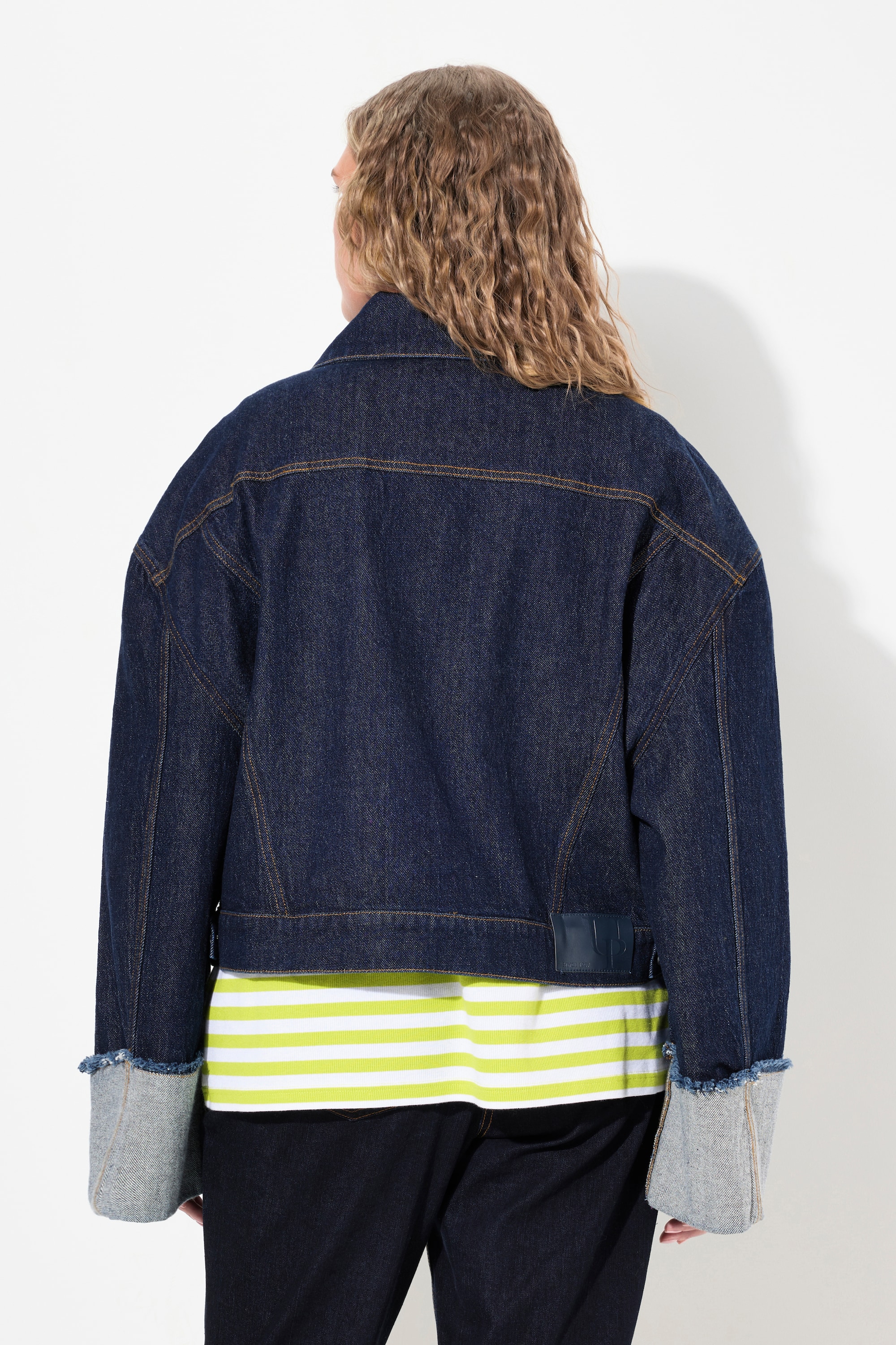 Ulla Popken Damen große Größen Jeansjacke Stretchdenim Ärmelaufschlag