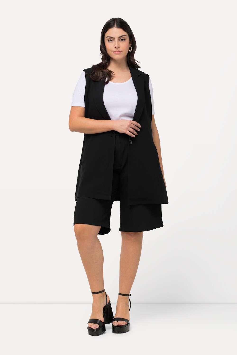 grandes tailles bermuda à pinces, femmes, noir, taille: 58, polyester, ulla popken