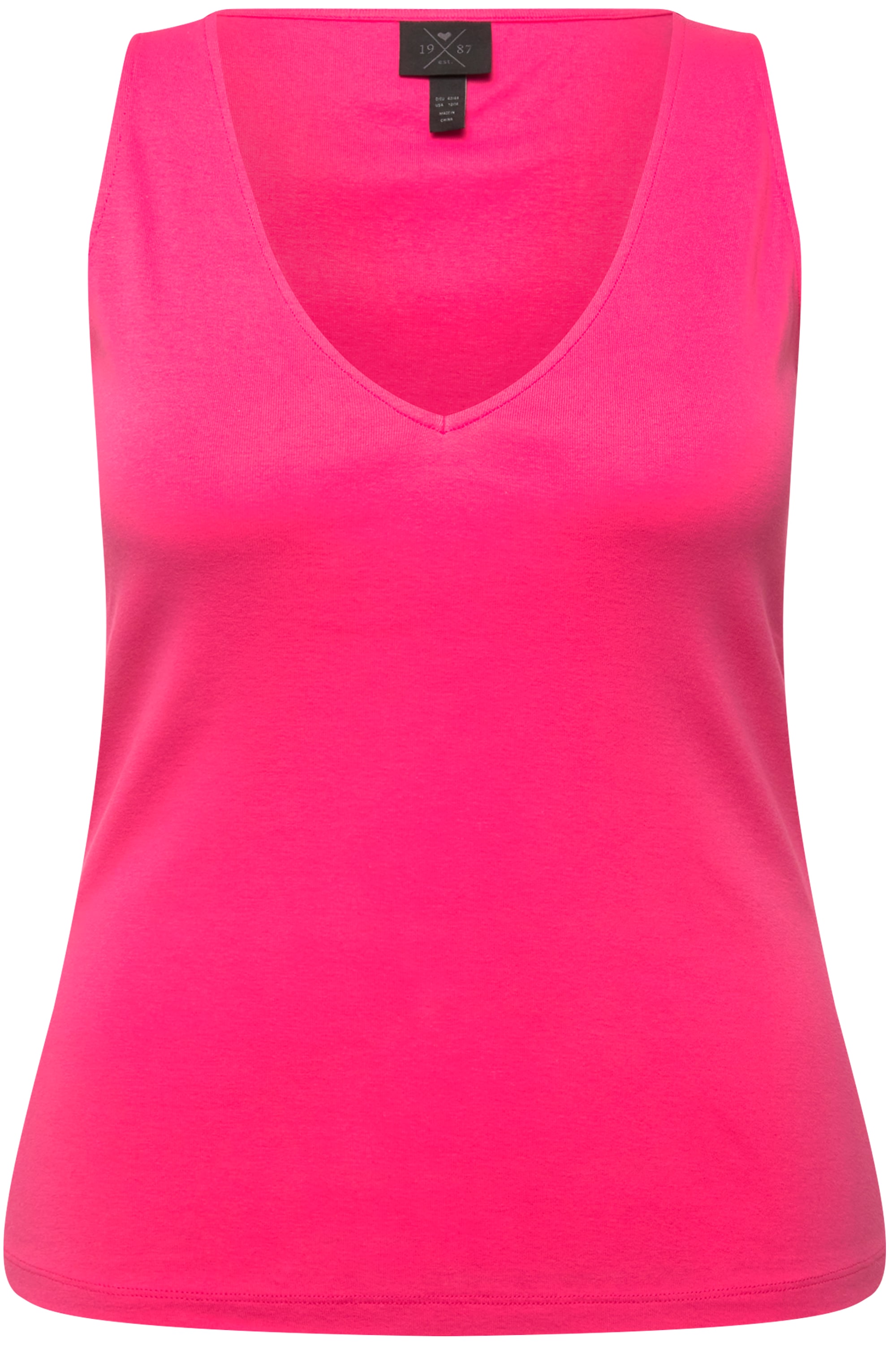 Ulla Popken Damen große Größen Top Rippjersey Slim V Ausschnitt ärmellos 830402
