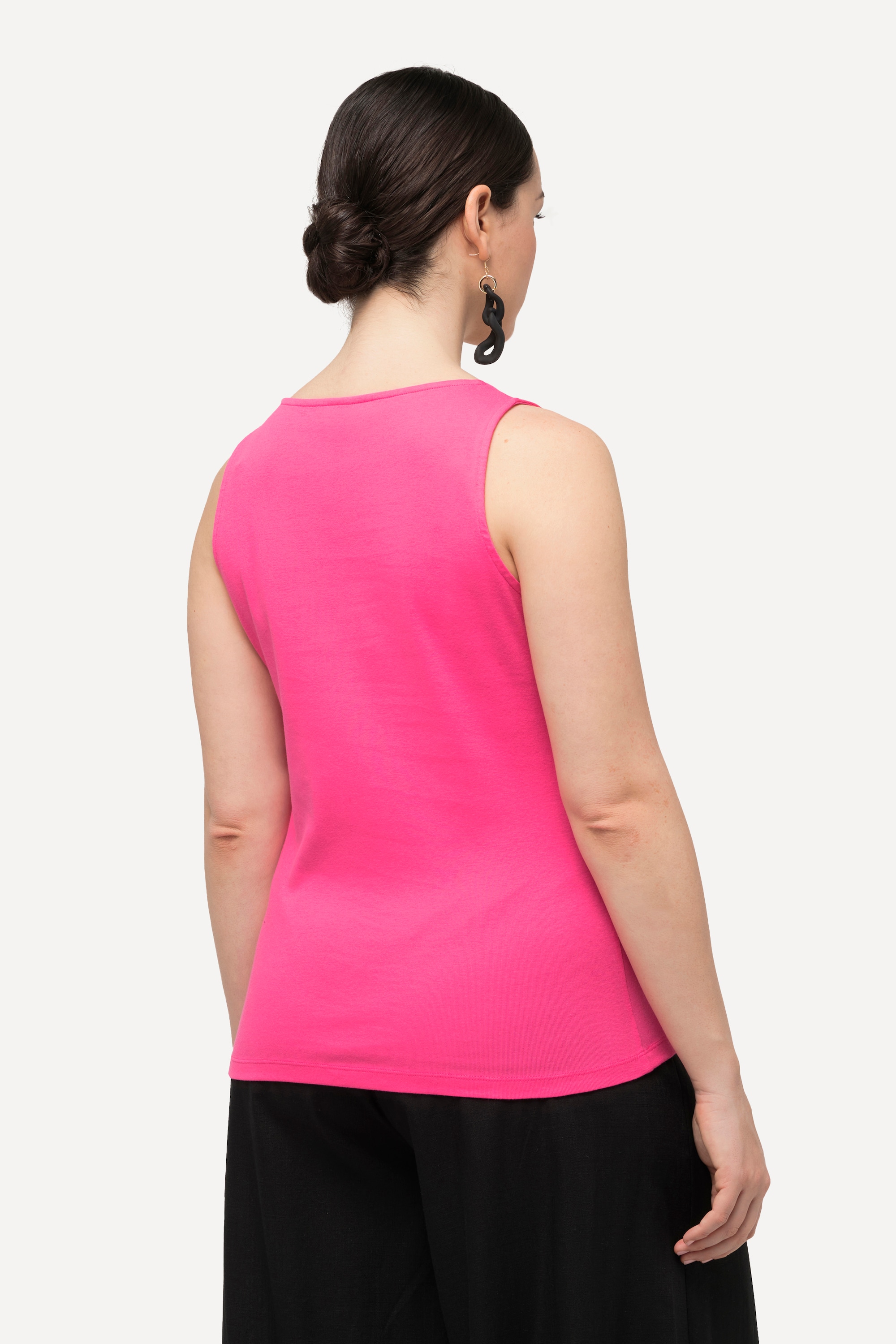 Ulla Popken Damen große Größen Top Rippjersey Slim V Ausschnitt ärmellos 830402