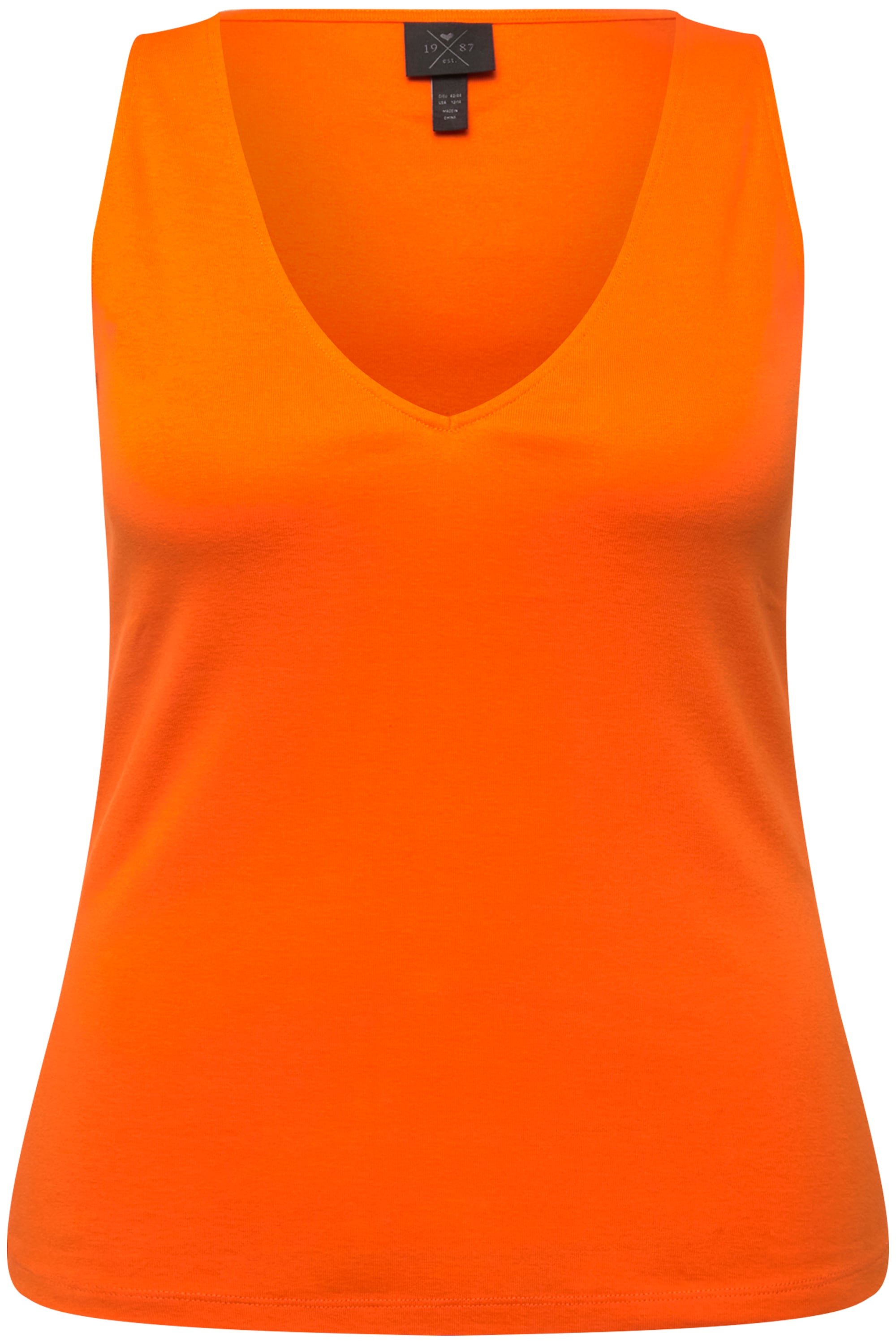 Ulla Popken Damen große Größen Top Rippjersey Slim V Ausschnitt ärmellos 830402