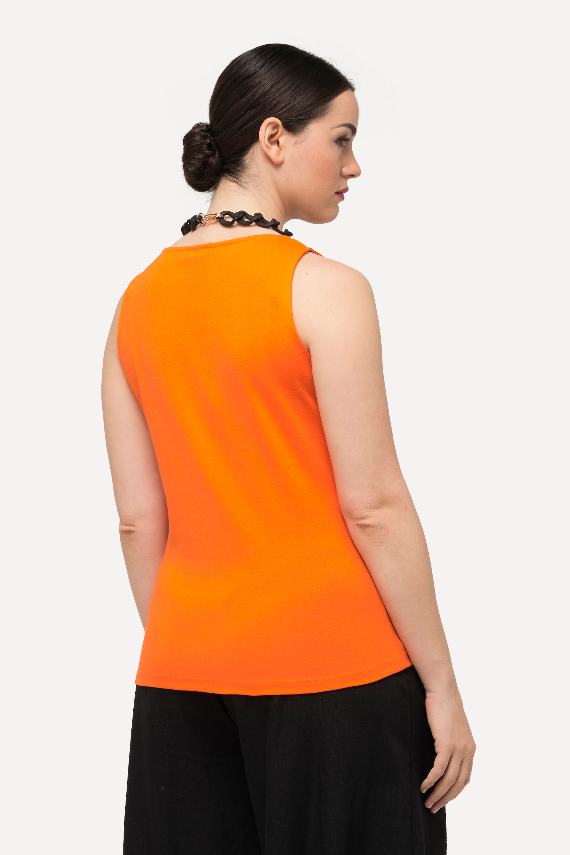 Ulla Popken Damen große Größen Top Rippjersey Slim V Ausschnitt ärmellos 830402
