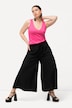Culotte Rose, Leinenmix, weites Bein, Elastikbund