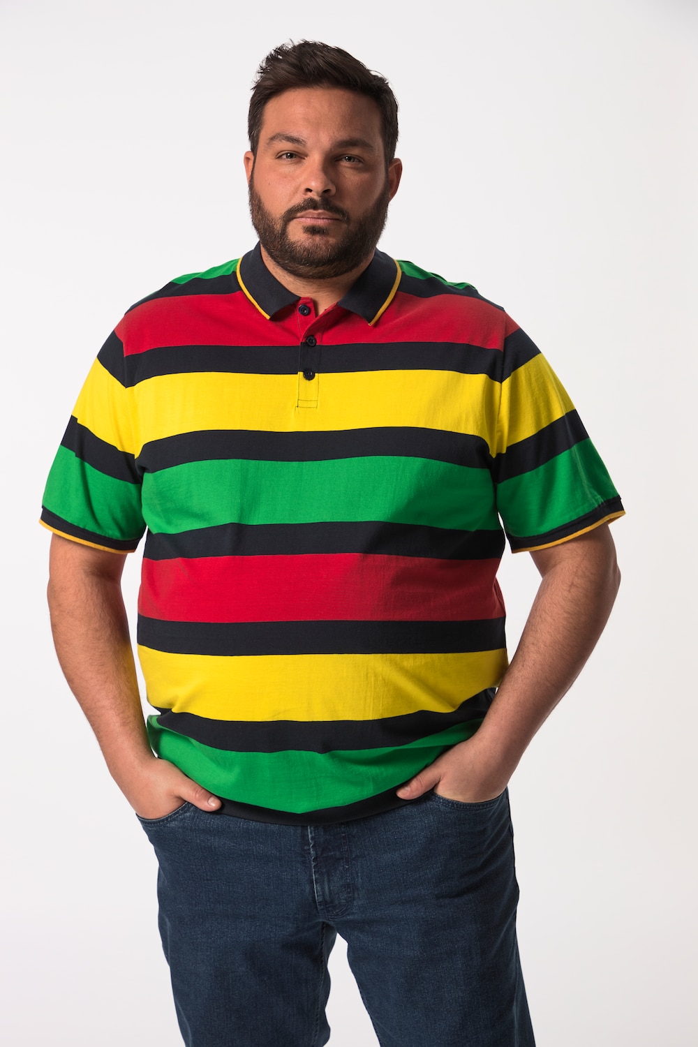 Boston Park Poloshirt Bauchfit, Halbarm, Streifen, bis 84/86