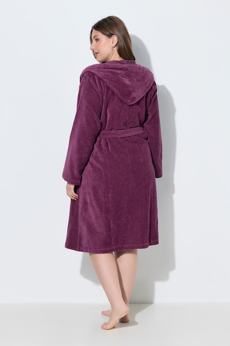 Bademantel, Kapuze, Gürtel, A-Linie, Frottee