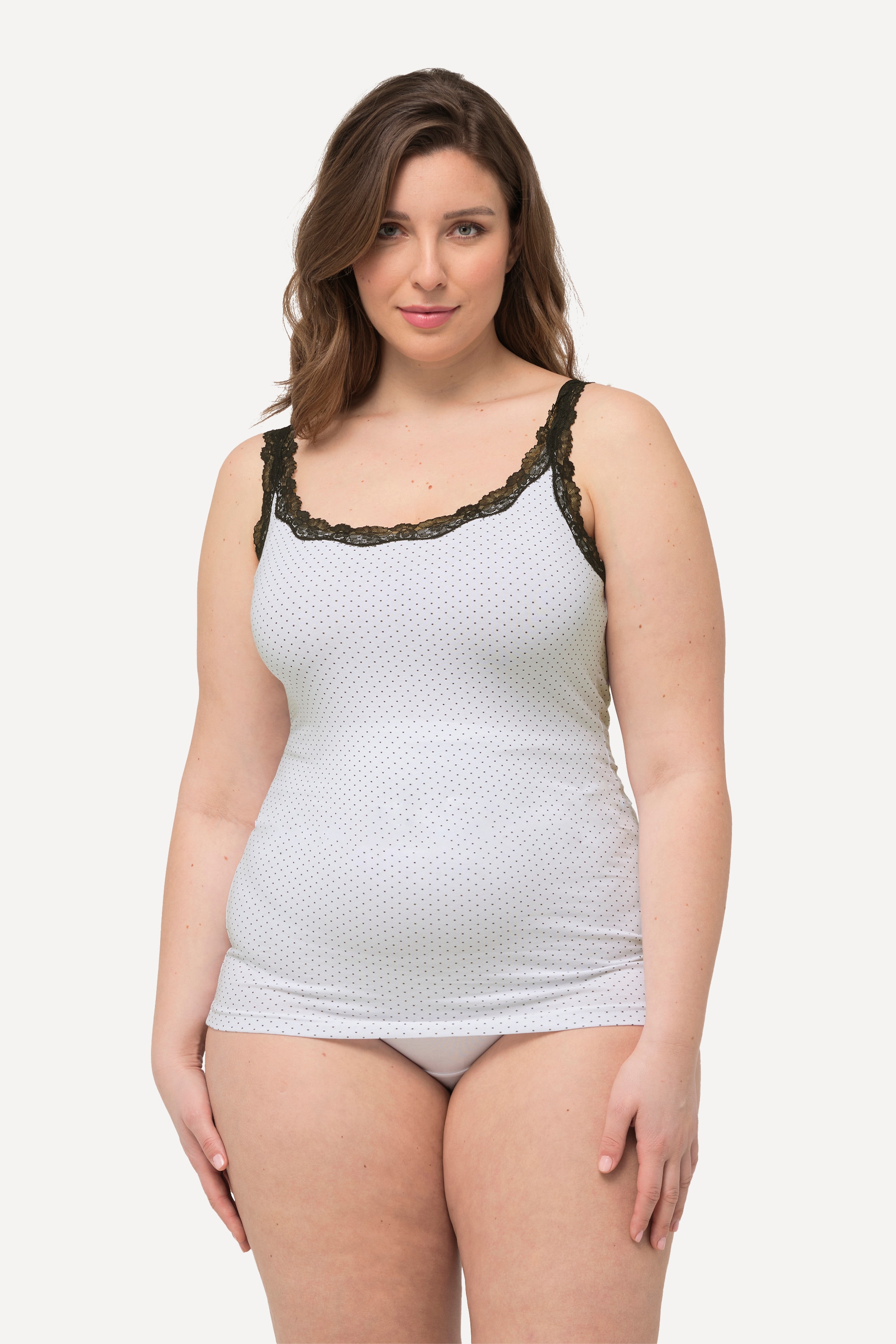 Ulla Popken Damen große Größen Unterhemden 2er Pack Spitze