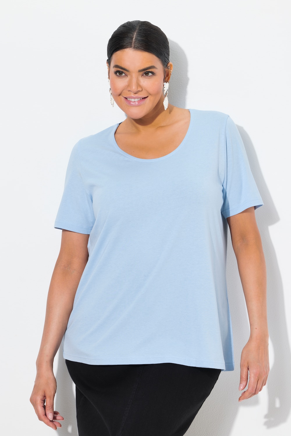 Große Größen T-Shirt, Damen, blau, Größe: 54/56, Baumwolle/Synthetische Fasern, Ulla Popken
