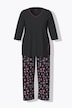Pyjama motif chats, col en V, manches 3/4 et poches