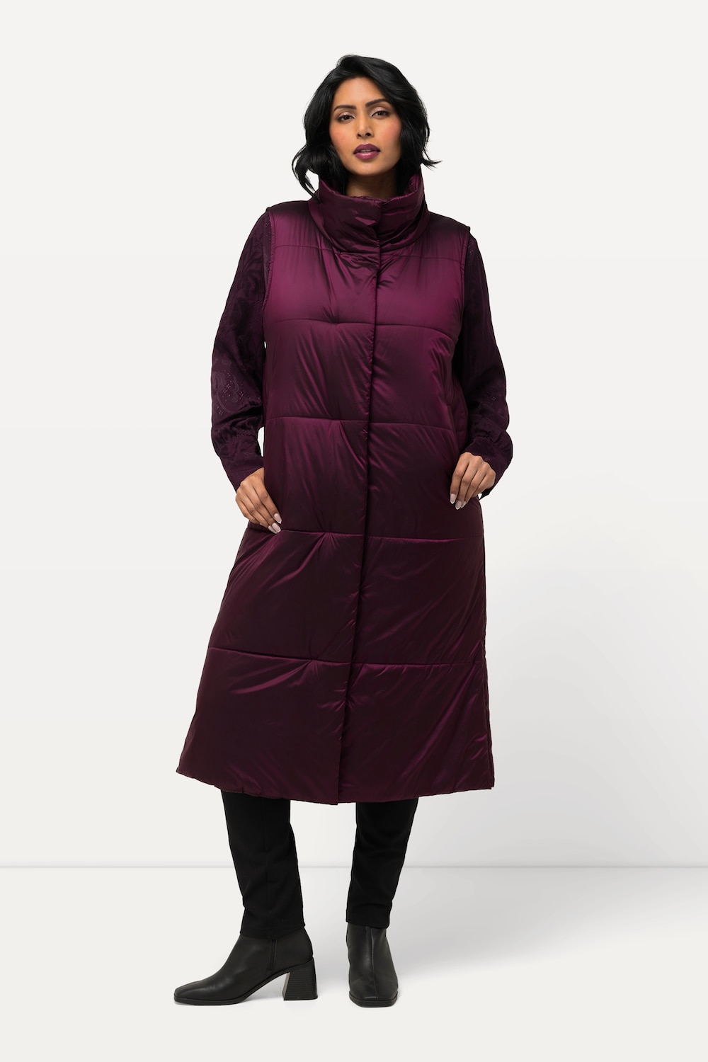 Große Größen Long-Steppweste, Damen, lila, Größe: 42/44, Polyester/Synthetische Fasern, Ulla Popken