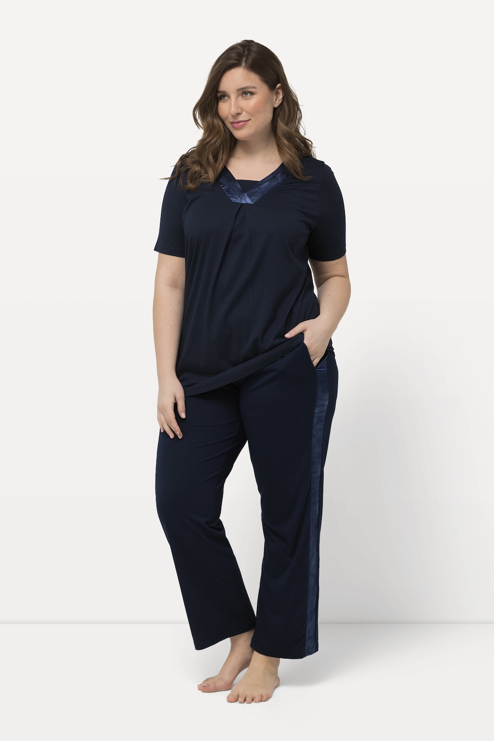 Große Größen Pyjama, Damen, blau, Größe: 46/48, Baumwolle/Synthetische Fasern, Ulla Popken