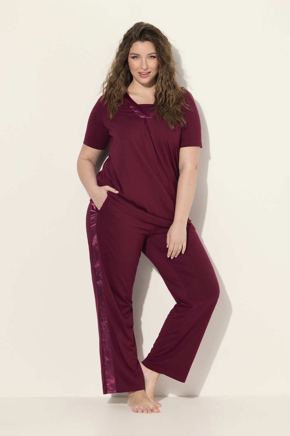 Große Größen Pyjama, Damen, rot, Größe: 42/44, Baumwolle/Synthetische Fasern, Ulla Popken