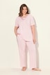 Pyjama, satijnen details, V-hals, korte mouwen