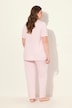 Pyjama, satijnen details, V-hals, korte mouwen