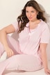 Pyjama, satijnen details, V-hals, korte mouwen