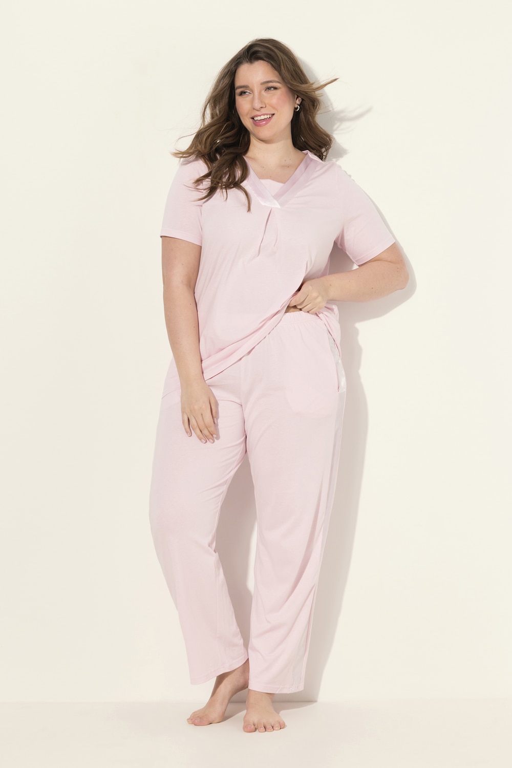 Große Größen Pyjama, Damen, rosa, Größe: 46/48, Baumwolle/Synthetische Fasern, Ulla Popken